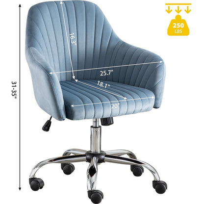 New -Modern home office leisure chair with adjustable velvet height and adjustable casters (LIGHTBLUE)