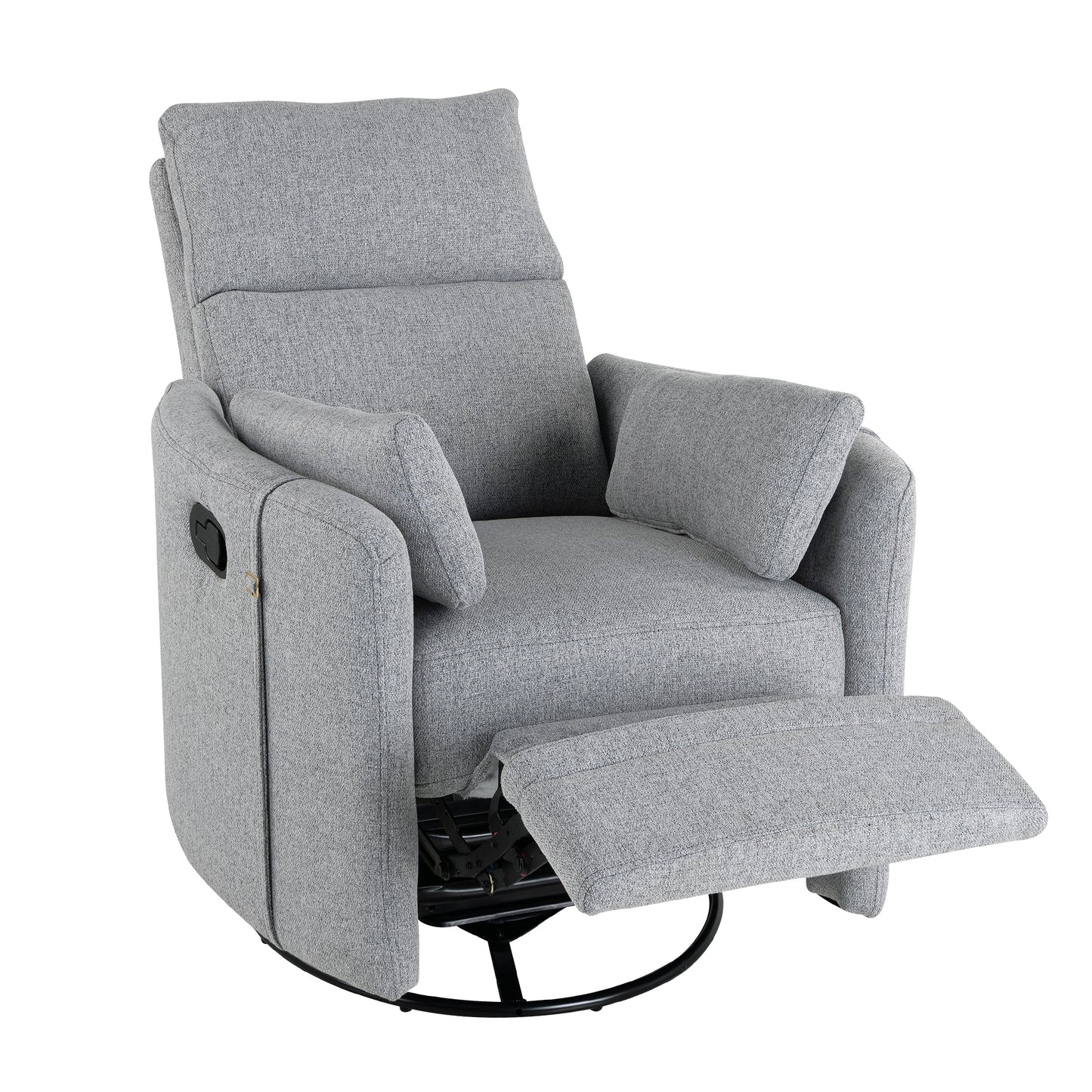 360 Degree Swivel Recliner Theater Recliner Manual Rocker Recliner Chair with Two Removable Pillows for Living Room, Dark Grey