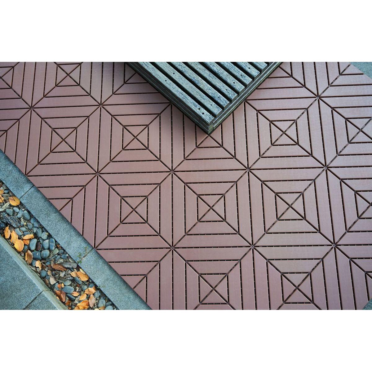 Plastic Interlocking Deck Tiles,44 Pack Patio Deck Tiles,12"x12" Square Waterproof Outdoor All Weather Use, Patio Decking Tiles for Poolside Balcony Backyard, Brown