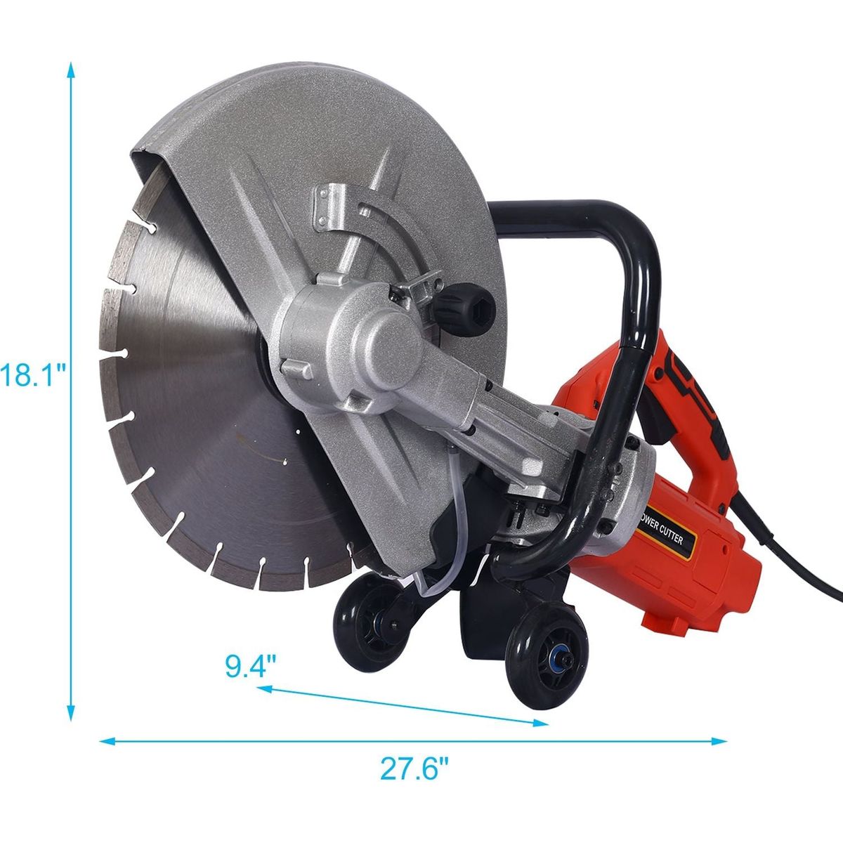 Electric 14" Cut Off Saw Wet/Dry Concrete Saw Cutter Guide Roller with Water Line Attachment 3000w with blade