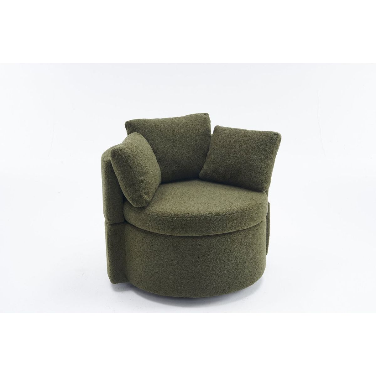 Teddy Fabric Swivel And Storage Chair With Back Cushion For Living Room,Green