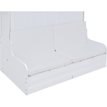 Queen Size Murphy Bed Wall Bed with Cushion,White