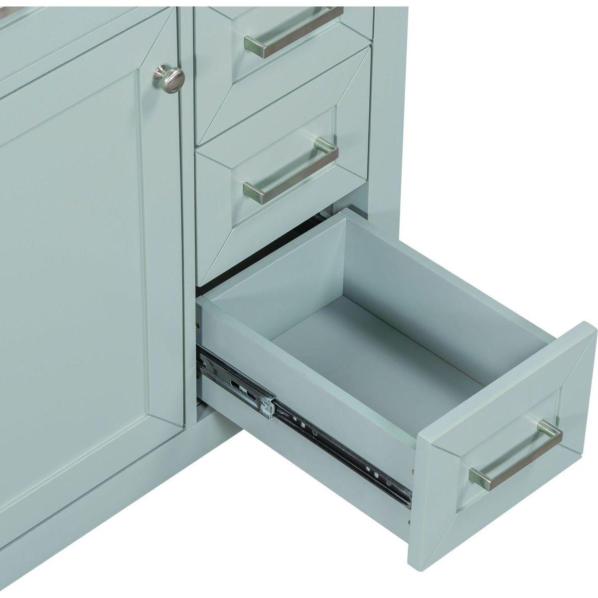 30" Bathroom Vanity without Sink, Cabinet Base Only, Bathroom Cabinet with Drawers, Solid Frame and MDF Board, Green