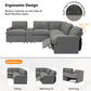 104" Power Recliner Corner Sofa Home Theater Reclining Sofa Sectional Couches with Storage Box, Cup Holders, USB Ports and Power Socket for Living Room, Dark Grey