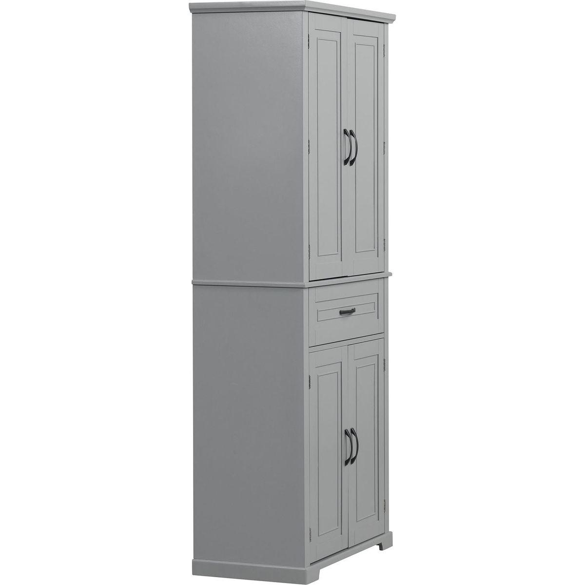 Bathroom Storage Cabinet with Doors and Drawer, Multiple Storage Space, Adjustable Shelf, Grey