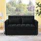 Sleeper Sofa, Convertible Sofa, Recliner, Bed, 3-in-1, 3-Position Adjustable Backrest, 2-Seater Sectional, Two Side Pockets, 2 Pillows for Living Room, Apartment, etc., Velvet Black 54" Wide.