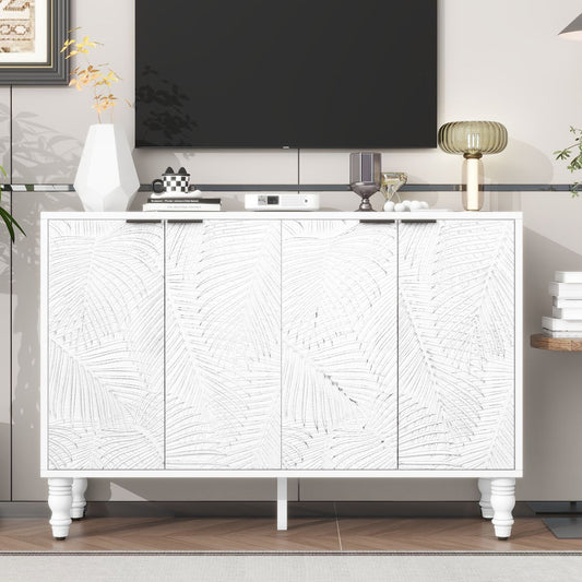 U-Can 47.2'' Modern TV Stand, Entertainment Center Media Console with 2 Spacious Storage Space, Solid Wood Legs and Anti-tip Device For Living room, Up to 43''