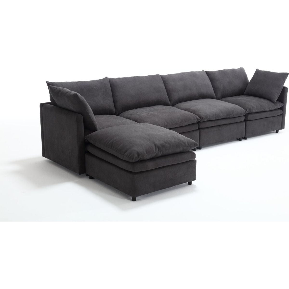 Modern U-shaped Sectional Sofa, 5-seat Upholstered Sofa Furniture,Sleeper Sofa Couch with Chaise Lounge for Living Room,Apartment,Dark Gray,Polyester