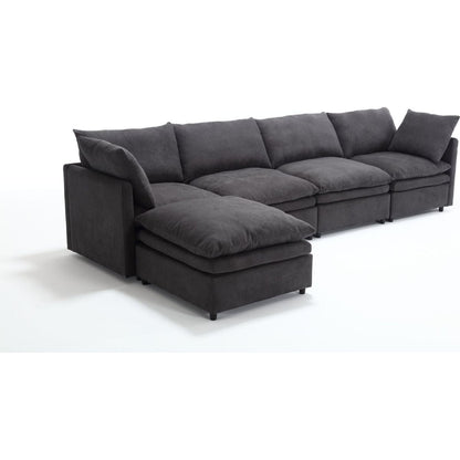 Modern U-shaped Sectional Sofa, 5-seat Upholstered Sofa Furniture,Sleeper Sofa Couch with Chaise Lounge for Living Room,Apartment,Dark Gray,Polyester