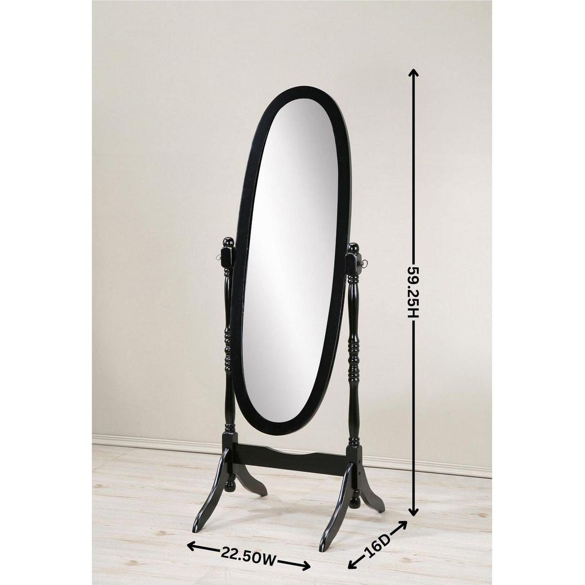 Traditional Queen Anna Style Wood Floor Cheval Mirror, Oak Finish - Streamdale Furniture