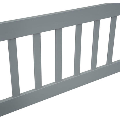 Twin Wood House-Shaped Floor Bed with Fence, Guardrails, Grey