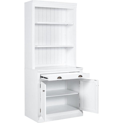 83.4"Tall Bookshelf with LED Lighting, Modern Bookcase with 2 Doors and 1 Drawer,Storage Bookcase with Open Shelves for Living Room,Home Office,White