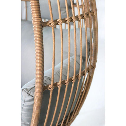 Outdoor Garden Wicker Egg Chair And Footstool Patio Chaise, With Cushions, Outdoor Indoor Basket Chair