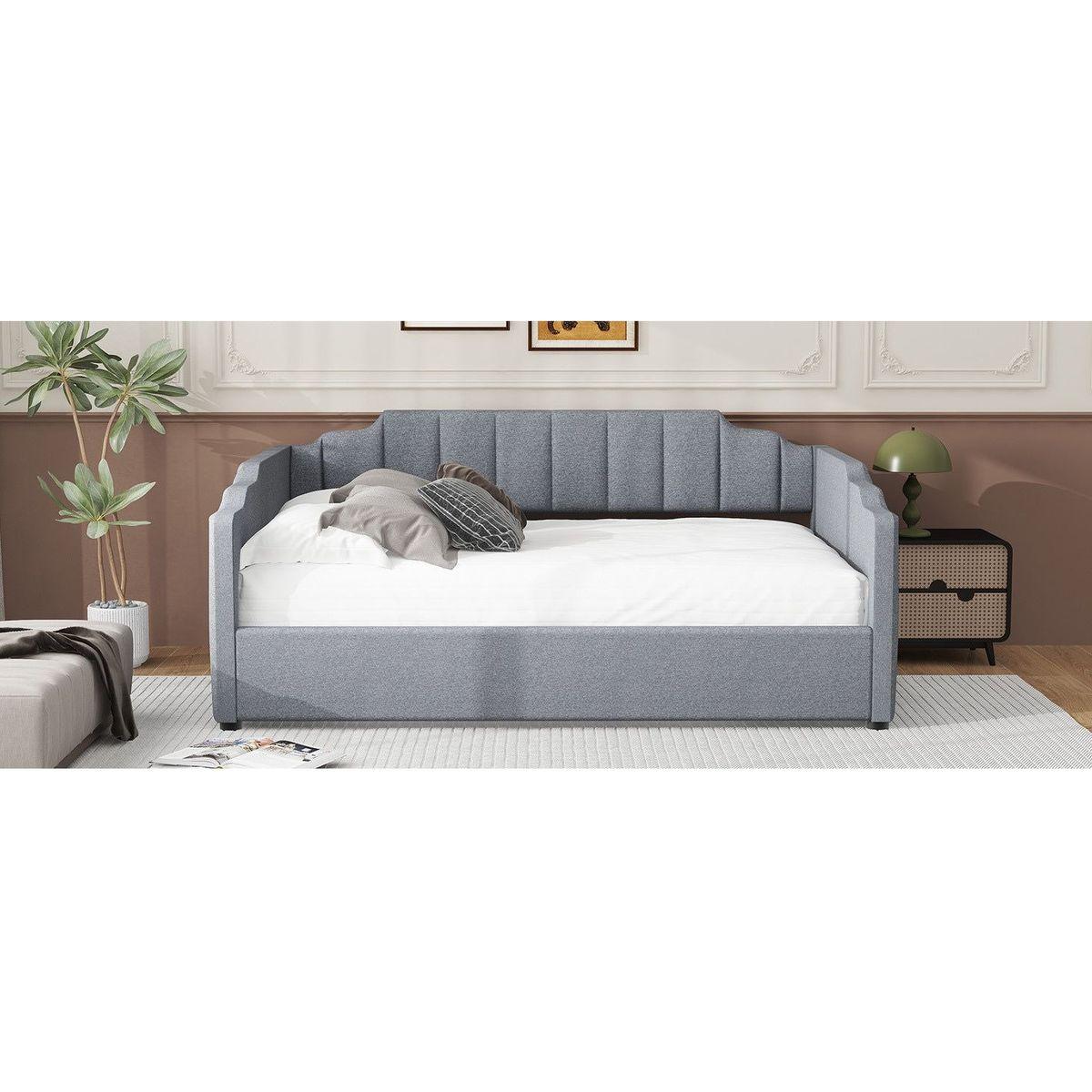 Upholstered Daybed with Underneath Storage,Full Size, Gray
