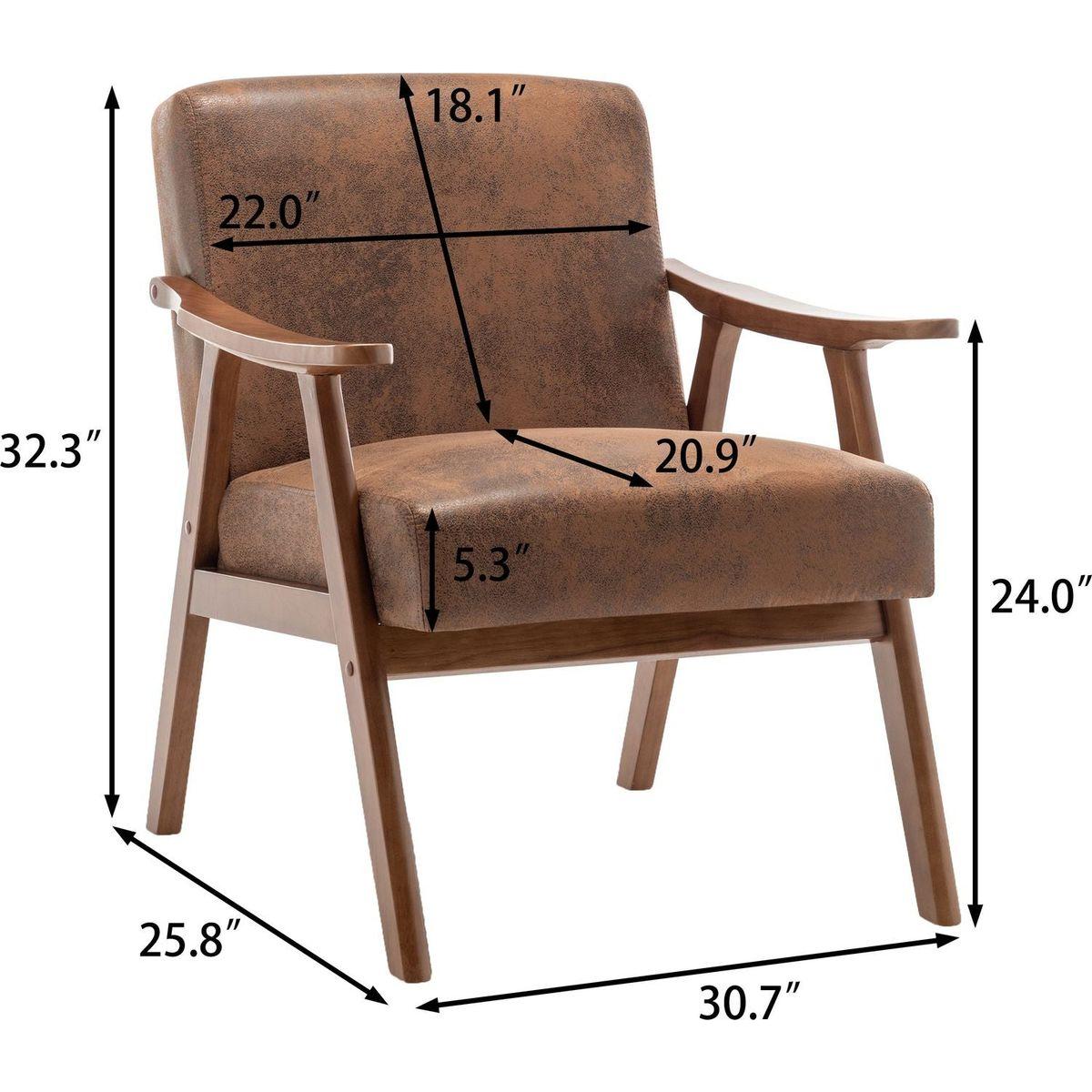 Mid-Century Modern Chair, Living Room Chair with Solid Wood Frame, Accent Chair Extra-Thick Backrest, Wingback Chair for Bedroom, Reading Room, Living Room, Lounge Chair Indoor