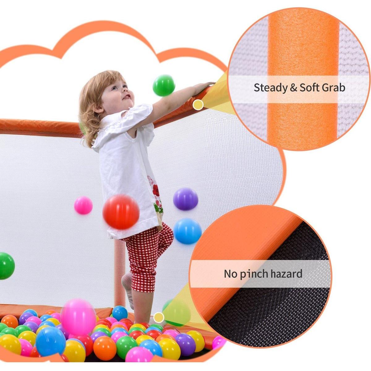 55" Toddlers Trampoline with Safety Enclosure Net and Balls, Indoor Outdoor Mini Trampoline for Kids