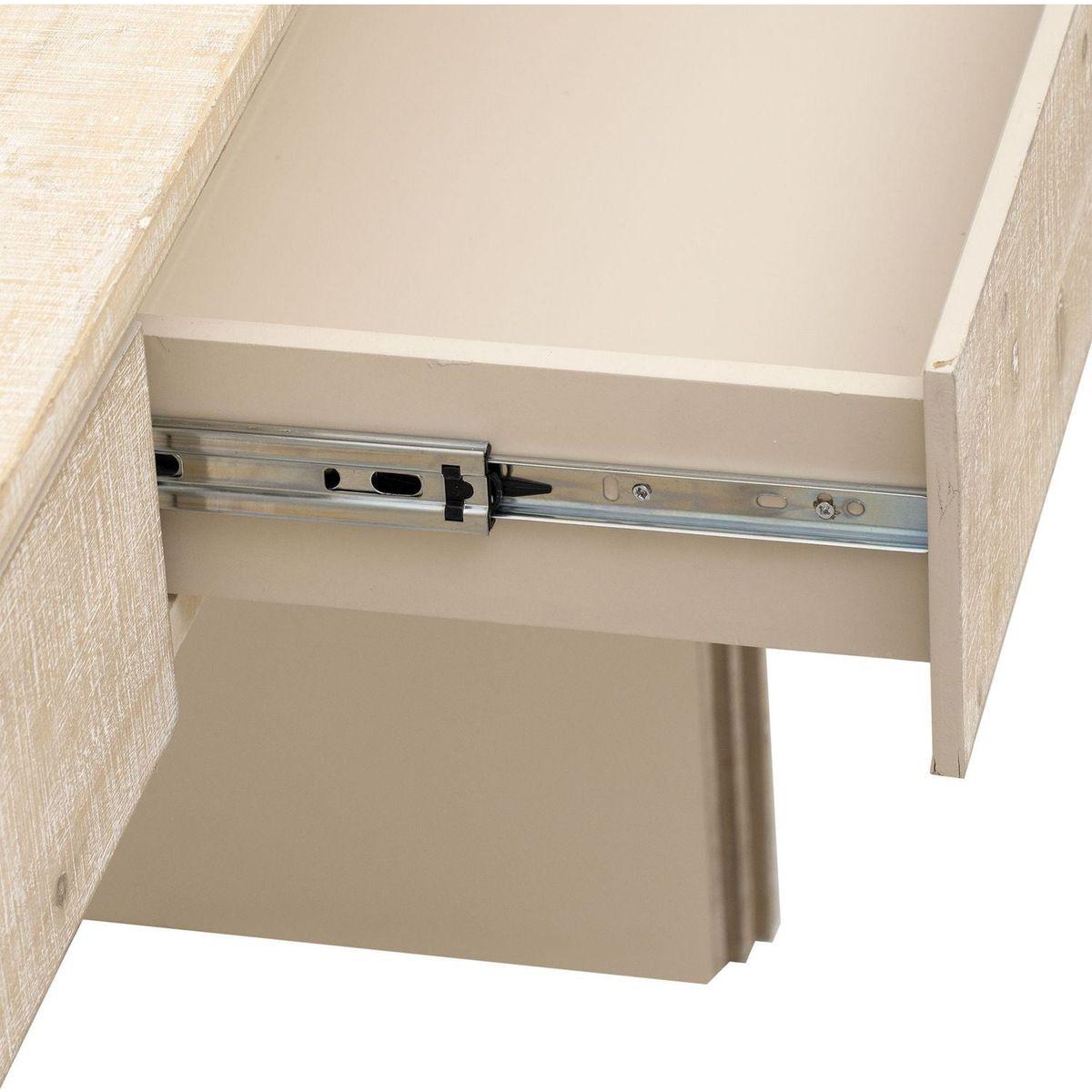 Unique Retro Silhouette Console Table with Open Style, Two Top Drawers for Entrance, Dining Room, Living Room (Natural Wood Wash)