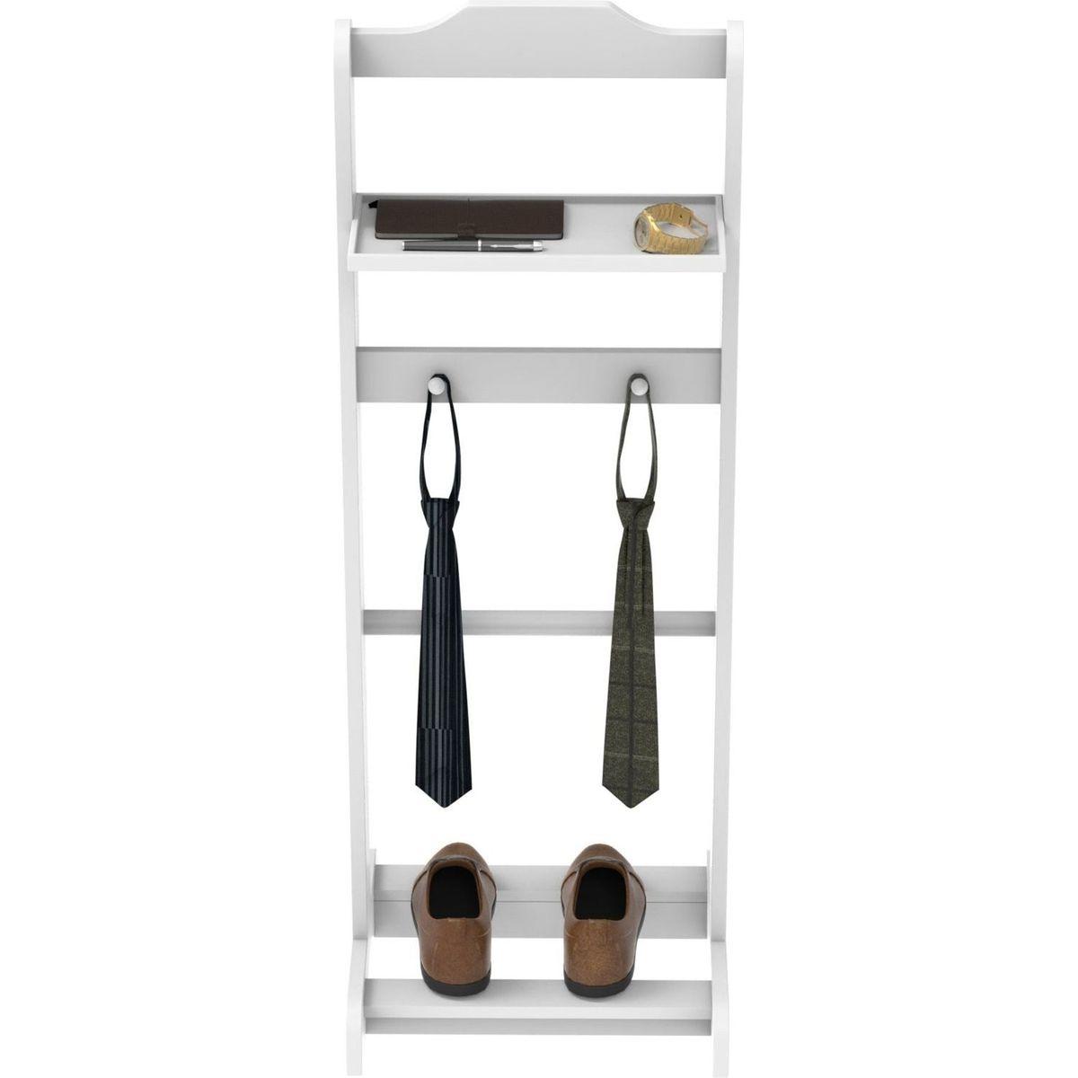 Accent Portable Garment Rack,Clothes Valet Stand with Storage Organizer,White Finish