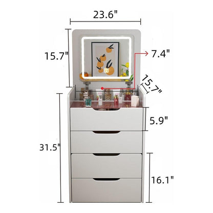 3 in 1 Vanity Desk with Plip Top Mirror,Small Make Up Vanity Set with Visible Glass Desktop,Compact Makeup Vanity with 3 Drawers,Cushioned Tool,Dressing Table for Bedroom