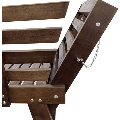 Outdoor Adjustable Patio Wooden Daybed Sofa Chaise Lounge with Cushions for Small Places, Brown Finish+Gray Cushion