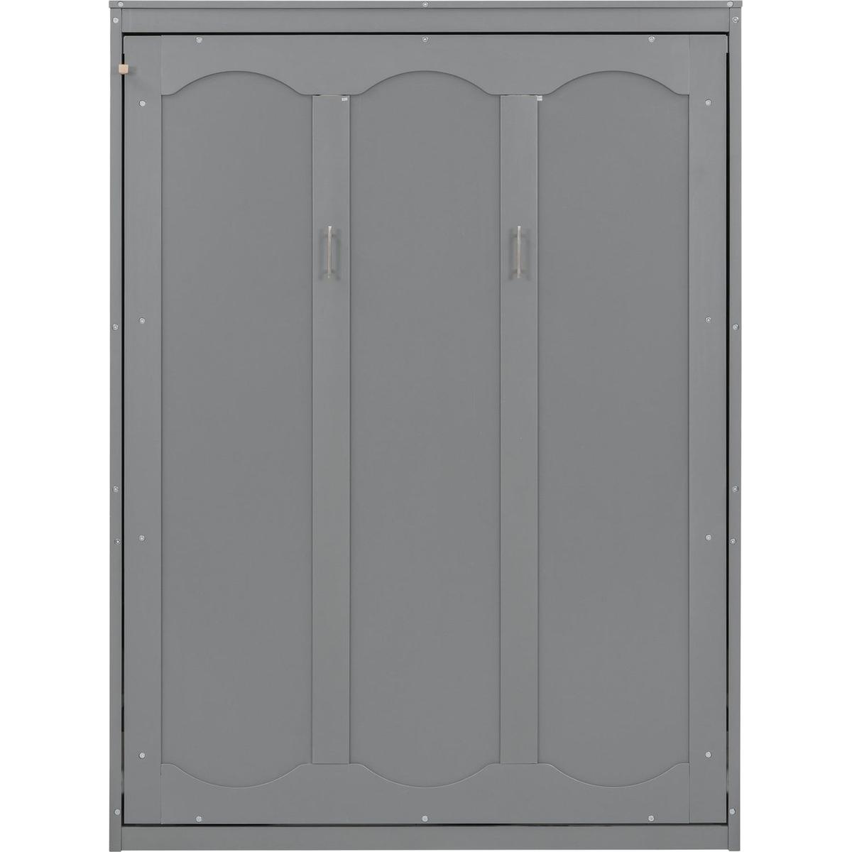 Full Size Murphy Bed Wall Bed with Shelves,Gray