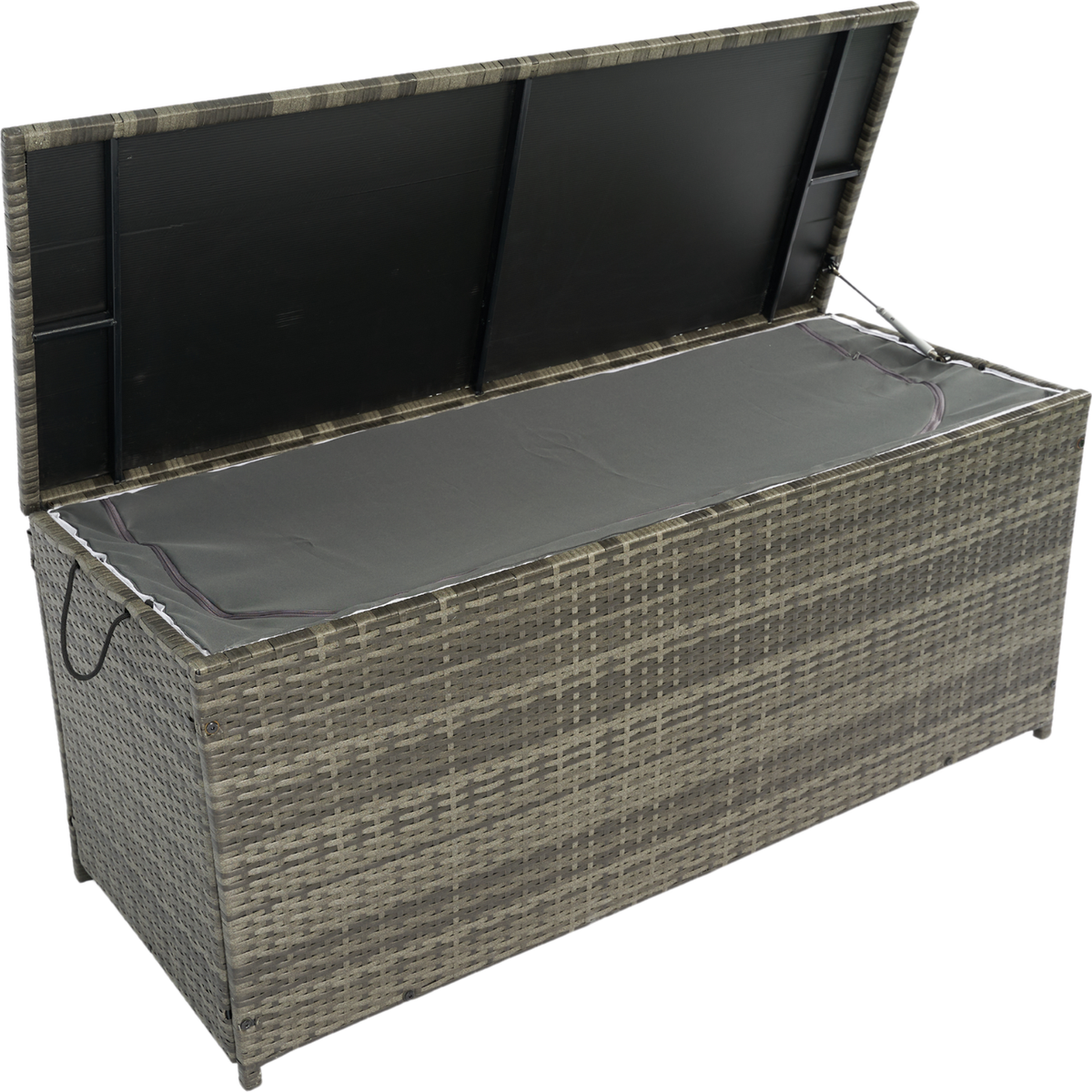 Outdoor Storage Box, 113 Gallon Wicker Patio Deck Boxes with Lid, Outdoor Cushion Storage for Kids Toys, Pillows, Towel Grey Wicker