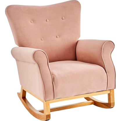 Baby Room High Back Rocking Chair Nursery Chair, Comfortable Rocker Fabric Padded Seat, Modern High Back Armchair