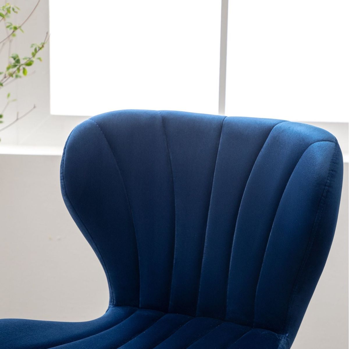 Ellston Upholstered Adjustable Swivel Barstools in Blue, Set of 2