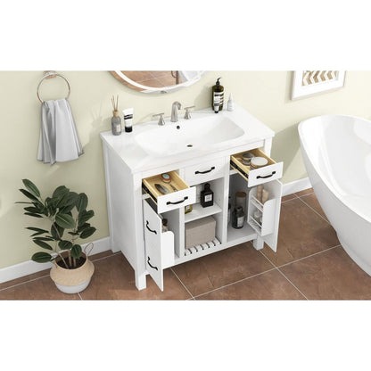 36"Bathroom Vanity with Undermount Sink,Modern Bathroom Storage Cabinet with 2 Drawers and 2 Cabinets,Solid Wood Frame Bathroom Cabinet