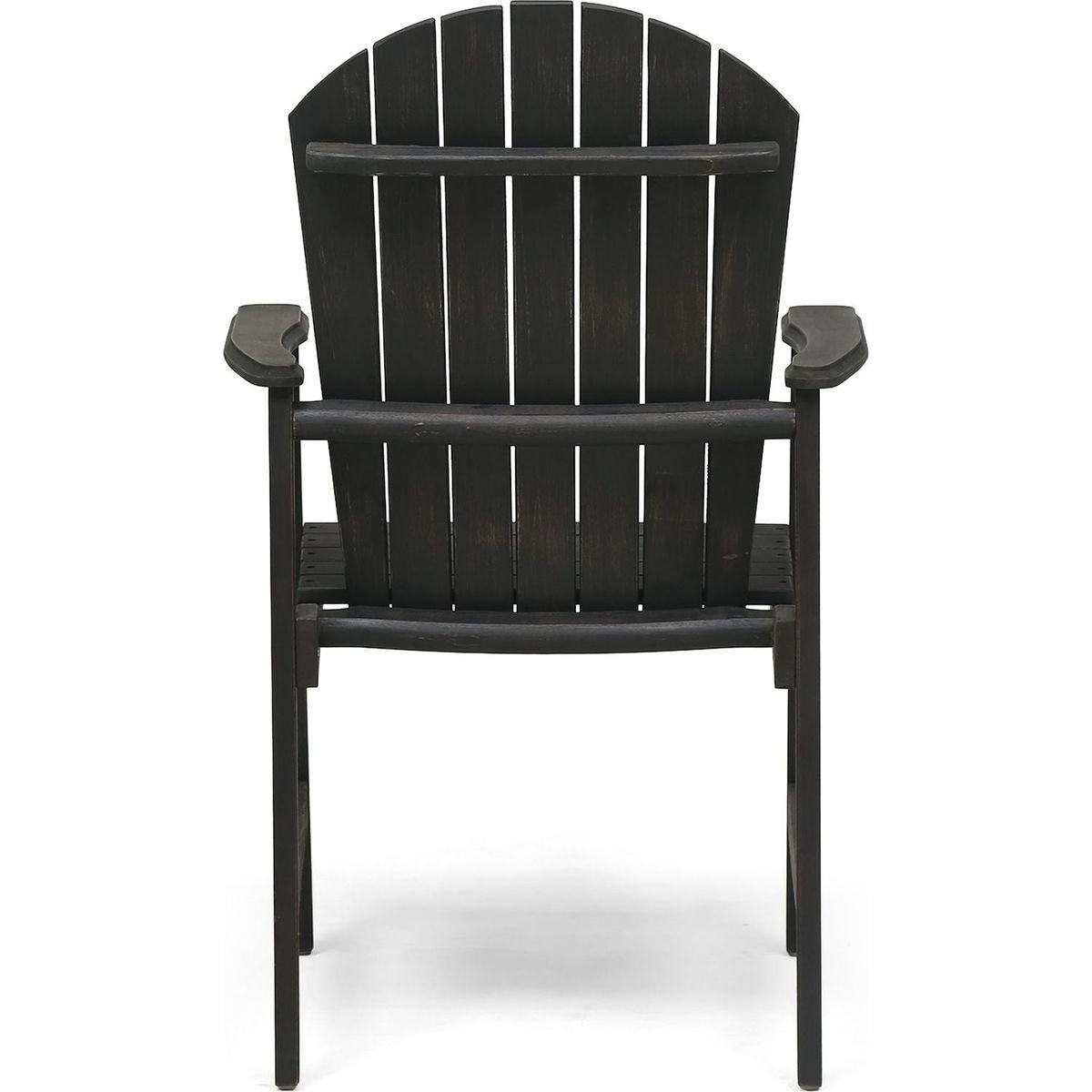 Outdoor Weather Resistant Acacia Wood Adirondack Dining Chairs (Set of 2), Dark Gray Finish