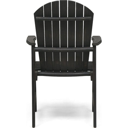 Outdoor Weather Resistant Acacia Wood Adirondack Dining Chairs (Set of 2), Dark Gray Finish