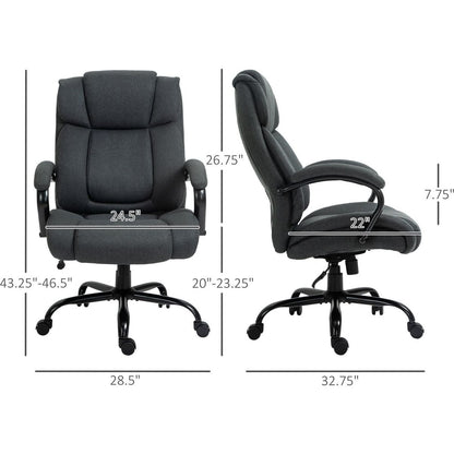 Vinsetto High Back Big and Tall Executive Office Chair 484lbs with Wide Seat, Computer Desk Chair with Linen Fabric, Adjustable Height, Swivel Wheels, Charcoal Grey