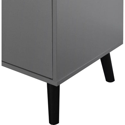 Storage Cabinet with 3 Drawers & Adjustable Shelf, Mid Century Cabinet with Door, Accent Cabinet for Living Room, Home Office, Entryway, Gray