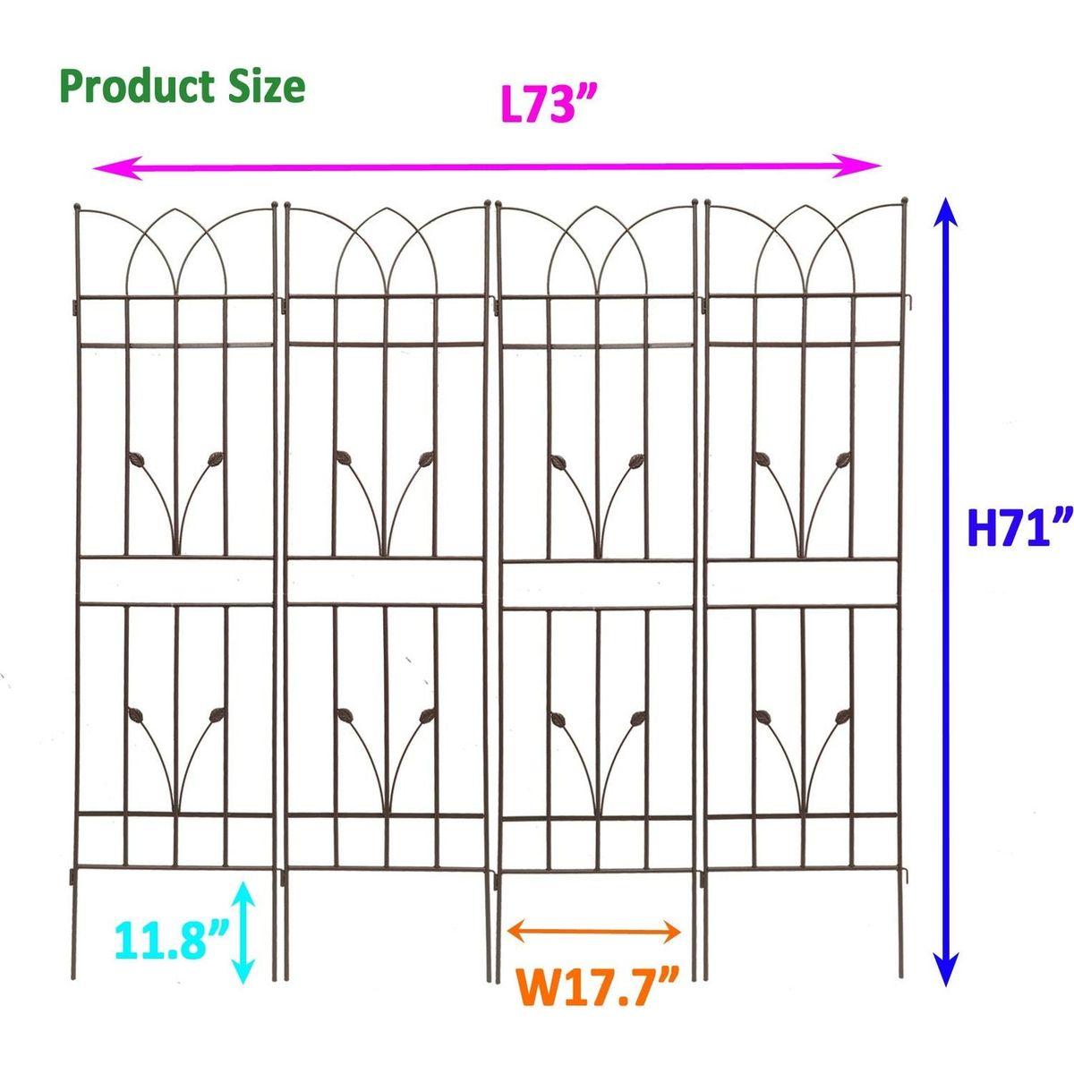 4 Pack Metal Garden Trellis 71" x 17.7" Rustproof Trellis for Climbing Plants Outdoor Flower Support Brown
