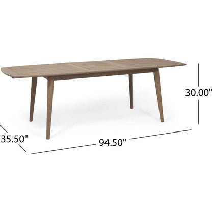 Outdoor Acacia Wood Expandable Dining Table, Gray