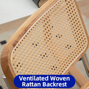 Dining Chairs Set of 2, Velvet Rattan Side Accent Chairs with Chrome Legs, Modern Mid Century Breuer Designed Chairs, Upholstered Dining Living Room Kitchen Chairs