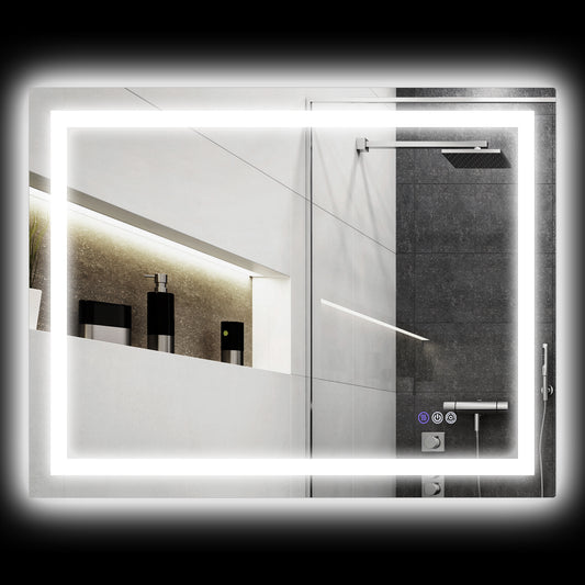 LED Bathroom Mirror with Lights, 39" x 32" Backlit Front Lit LED Mirror for Bathroom, Anti-Fog, Memory, Infinite Color Temperature, Wall Mounted Dimmable Vanity Mirror, Horizontal/Vertical