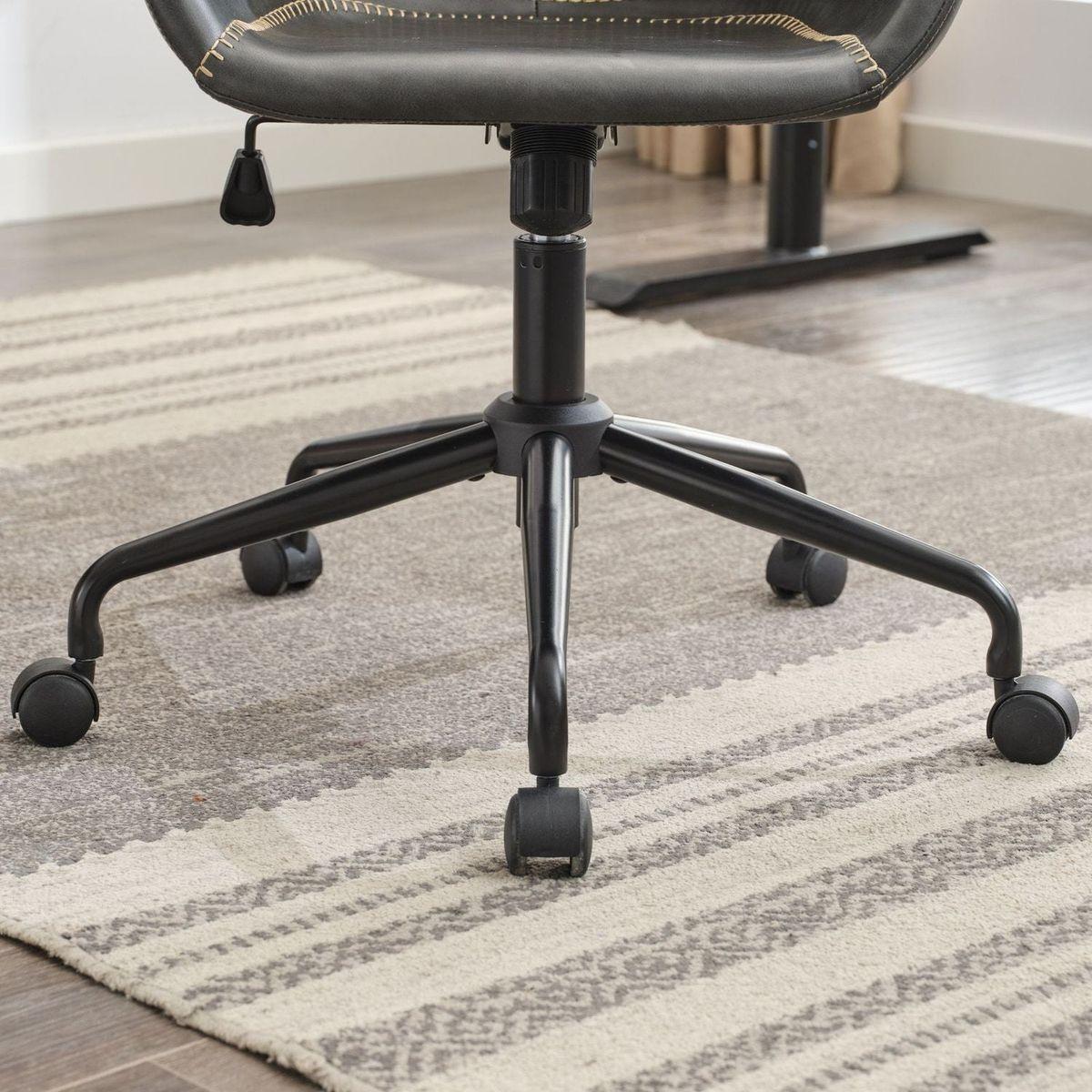 Mid-Century Modern Office Chair,Rolling Swivel Height Adjustable Ergonomic Chair with Frame/Arms ,Back Support Home Desk Chair for Living Room,Studying (Black)