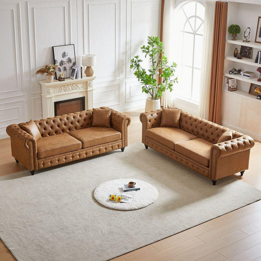 3 Seats + 3 Seats Combo Sofa Modern living room sofa with solid wood frame and wooden feet, 4 cushions, apartment sofa furniture for living room, living room, office