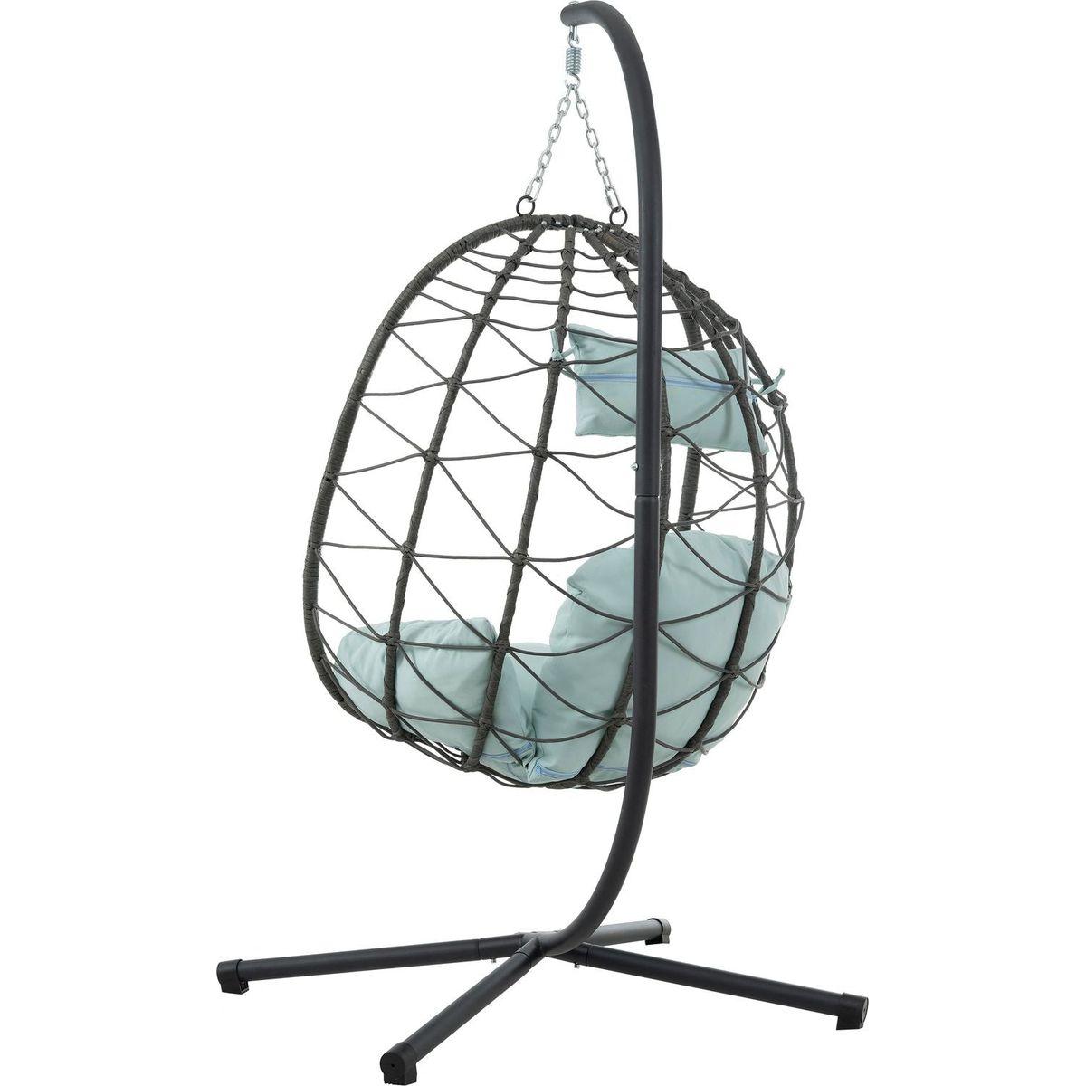 Egg Chair with Stand Indoor Outdoor Swing Chair Patio Wicker Hanging Egg Chair Hanging Basket Chair with Stand for Bedroom Living Room Balcony
