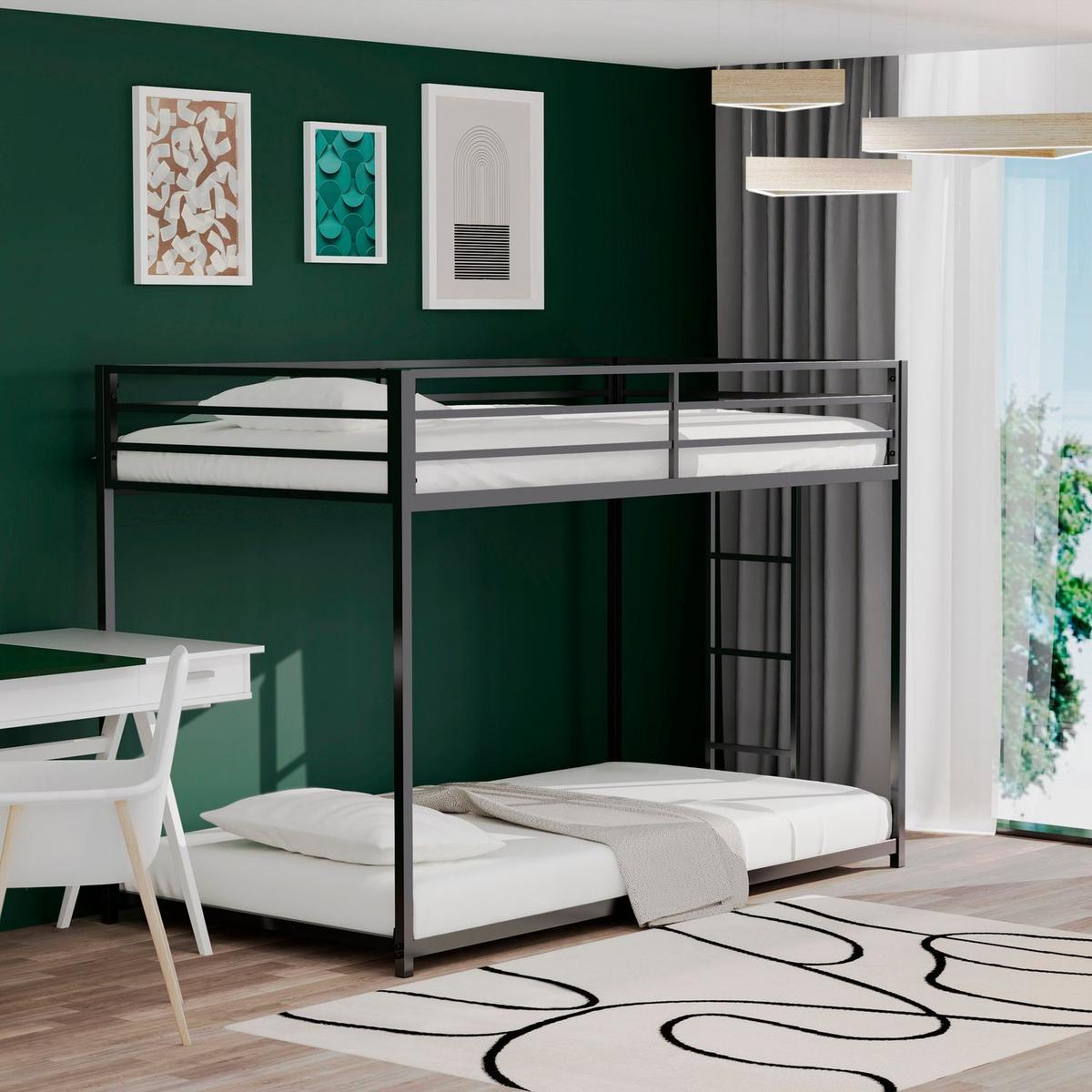 Same as original B083124170 Adam Sturdy Twin over Twin Metal Bunk Black for Kids and Adult, Low Profile and Easy Climbing with Stable Ladder
