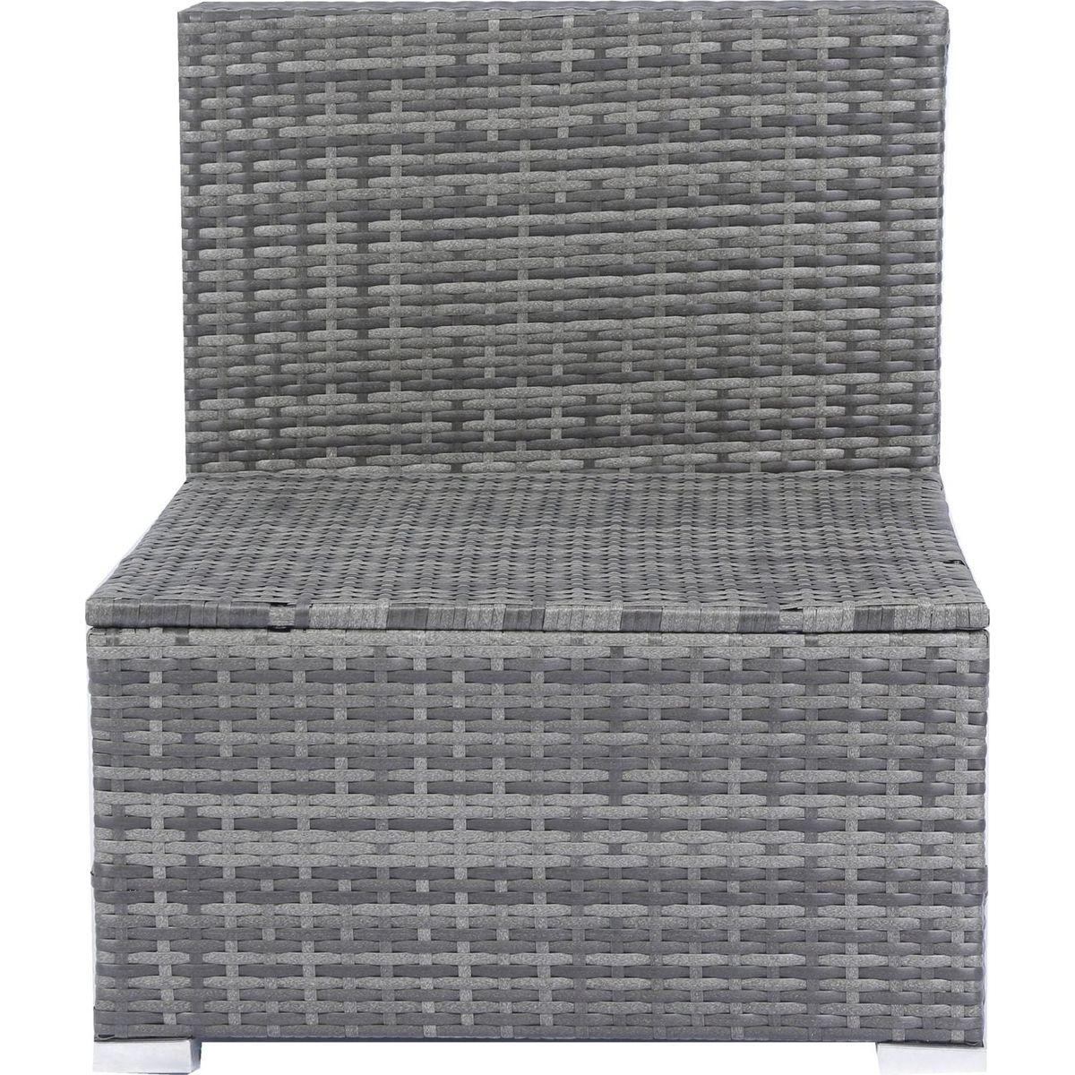 8 Piece Patio Sectional Wicker Rattan Outdoor Furniture Sofa Set with One Storage Box Under Seat and Cushion Box Grey wicker + Black Cushion + Clear Glass Top