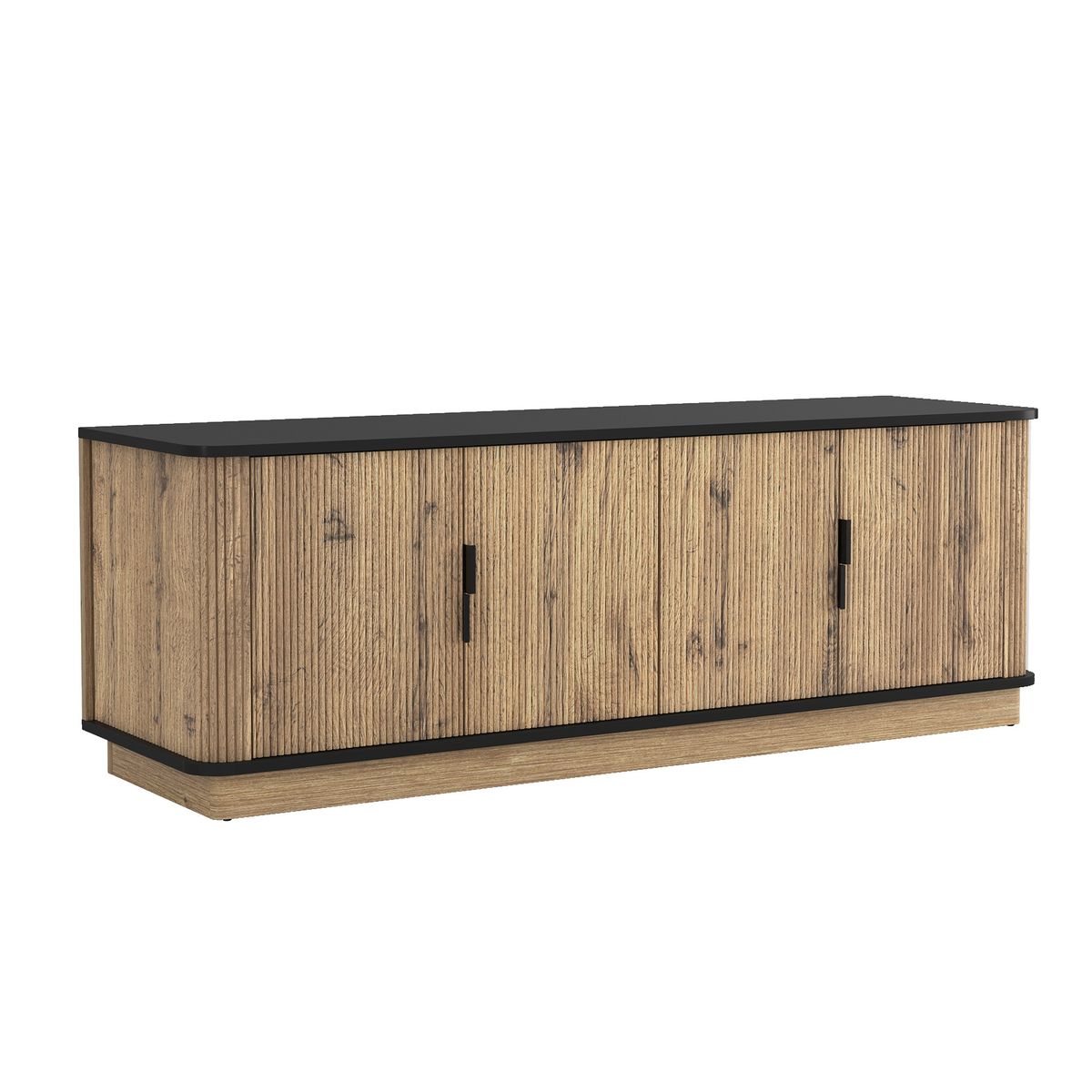Natural Wood Grain Four-Door MDF TV Cabinet, An Ideal Choice for TV And Item Storage in Modern Homes, A Perfect Blend of Nordic And Modern Minimalist Styles, With Dimensions of 55*15.7*18.9 inches