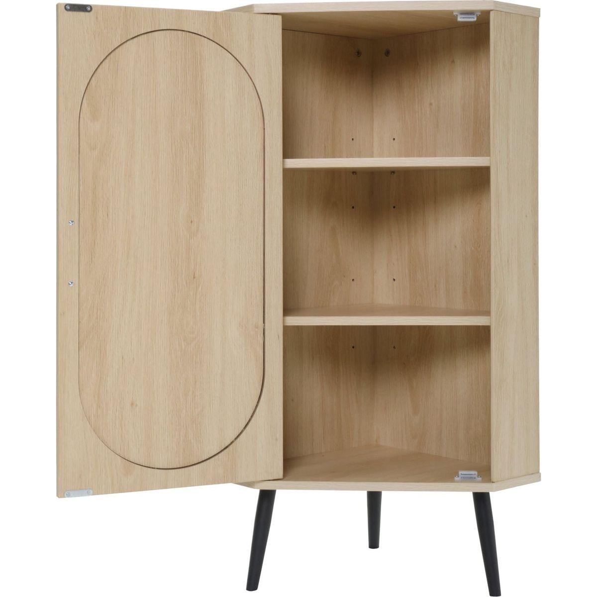 Corner cabinet, Rattan door,Freestanding Corner Tables For Small Spaces, Corner Shelf Stand For Living Room, Kitchen, Bathroom, Bedroom