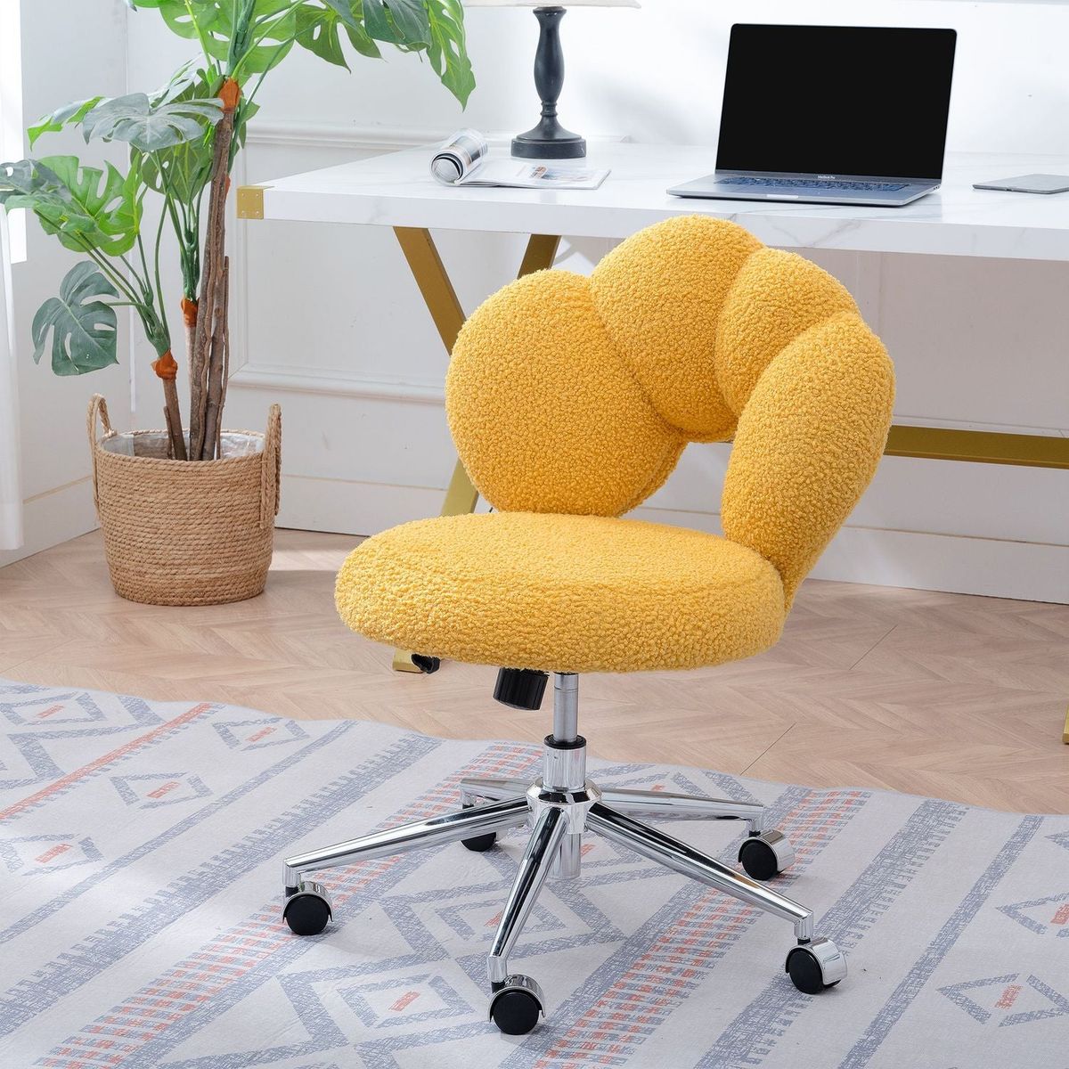 360Swivel Height Adjustable,Swivel Chair,Teddy fabric,home office chair