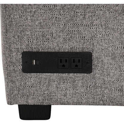 108.6" U-shaped Sectional Sofa Pull out Sofa Bed with Two USB Ports, Two Power Sockets, Three Back Pillows and a Storage Chaise for Living Room, Light Gray