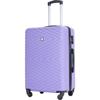 luggage 4-piece ABS lightweight suitcase with rotating wheels, 24 inch and 28 inch with TSA lock, (16/20/24/28) LIGHT PURPLE