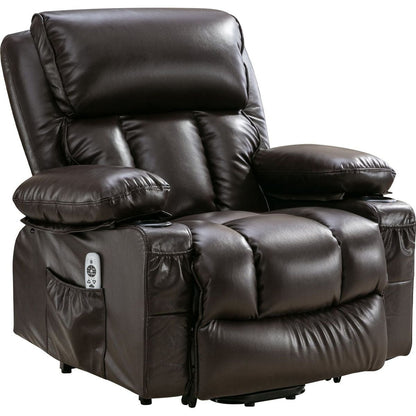 Power Lift Recliner Chair Recliners for Elderly with Heat and Massage Recliner Chair for Living Room with Infinite Position and Side Pocket,USB Charge Port.BROWN