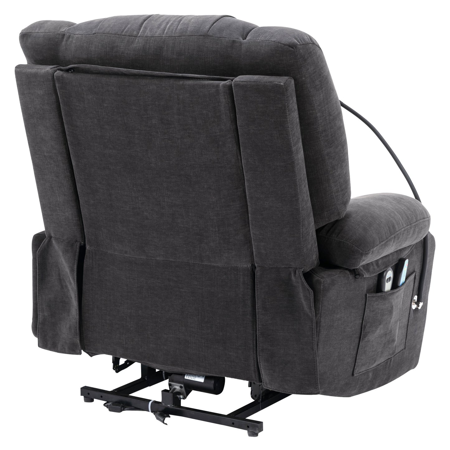 Power Lift Recliner Chair Electric Recliner for Elderly Recliner Chair with Massage and Heating Functions, Remote, Phone Holder Side Pockets and Cup Holders for Living Room, Black