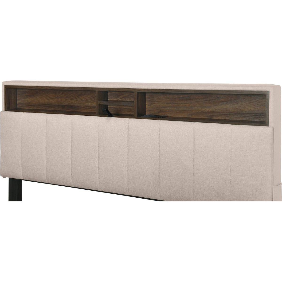 Queen size Upholstered Platform Bed with Storage Headboard, Twin XL Size Trundle & 2 drawers and a set of Sockets & USB Ports, Linen Fabric, Beige